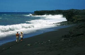 Kaimu Black Sand Beach near the Village of Kalapana: Photo by Donald B. MacGowan